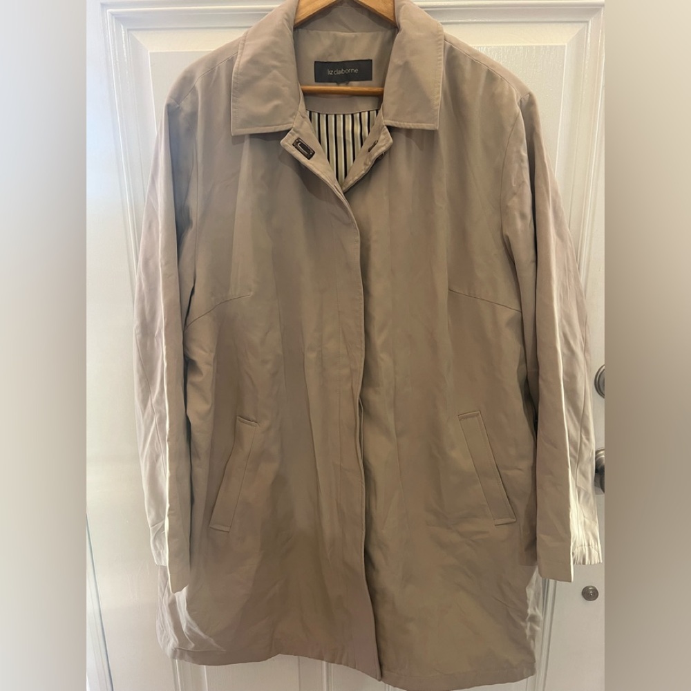 Liz Claiborne Tan Trench Style Classy Coat Size Women’s 3X
